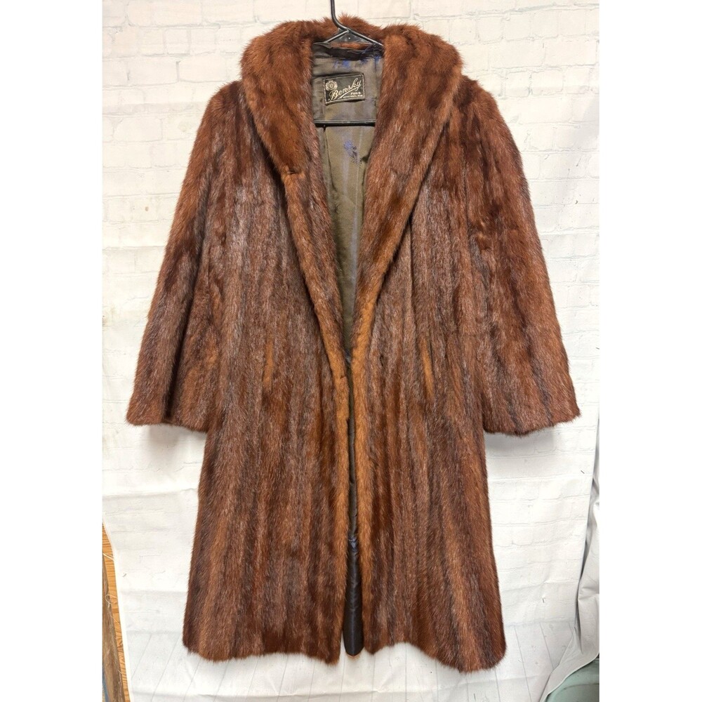 Vintage Classic Natural Mahogany Mink stripped Coat Size Medium-Authentic